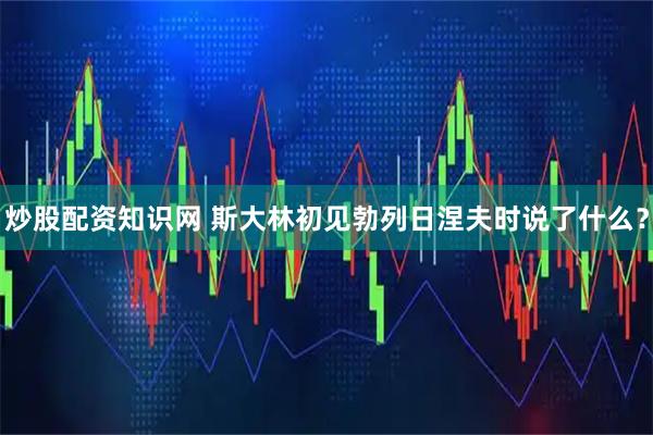 炒股配资知识网 斯大林初见勃列日涅夫时说了什么？